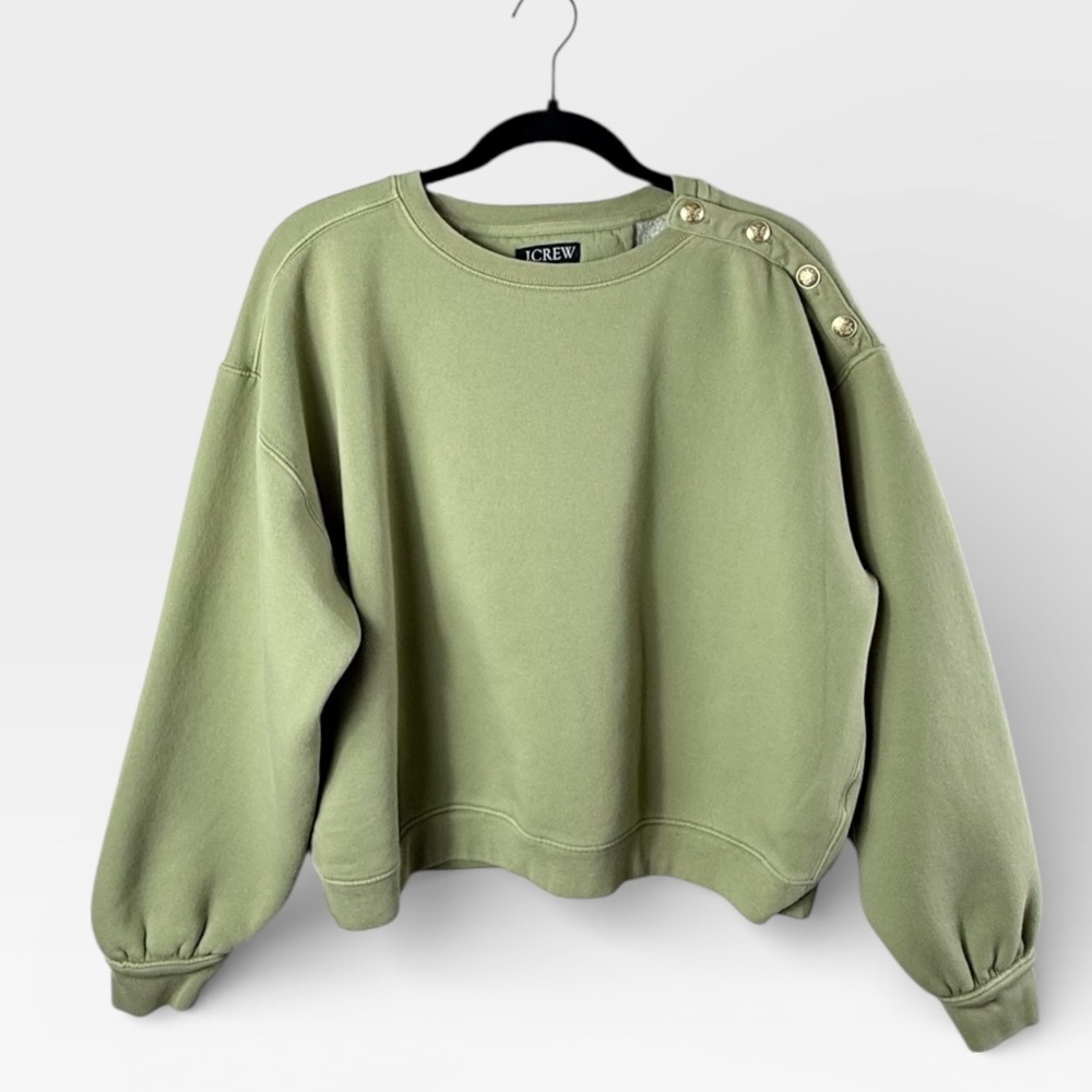 J.Crew Factory green wide button collar pullover sweatshirt Size‎ Medium (J)